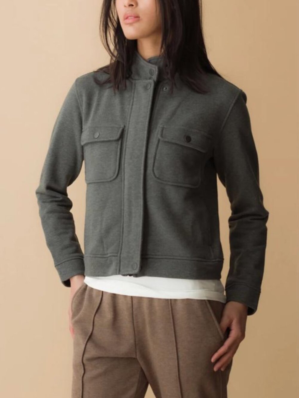 Banana Republic zip/snap front french terry jacket size L